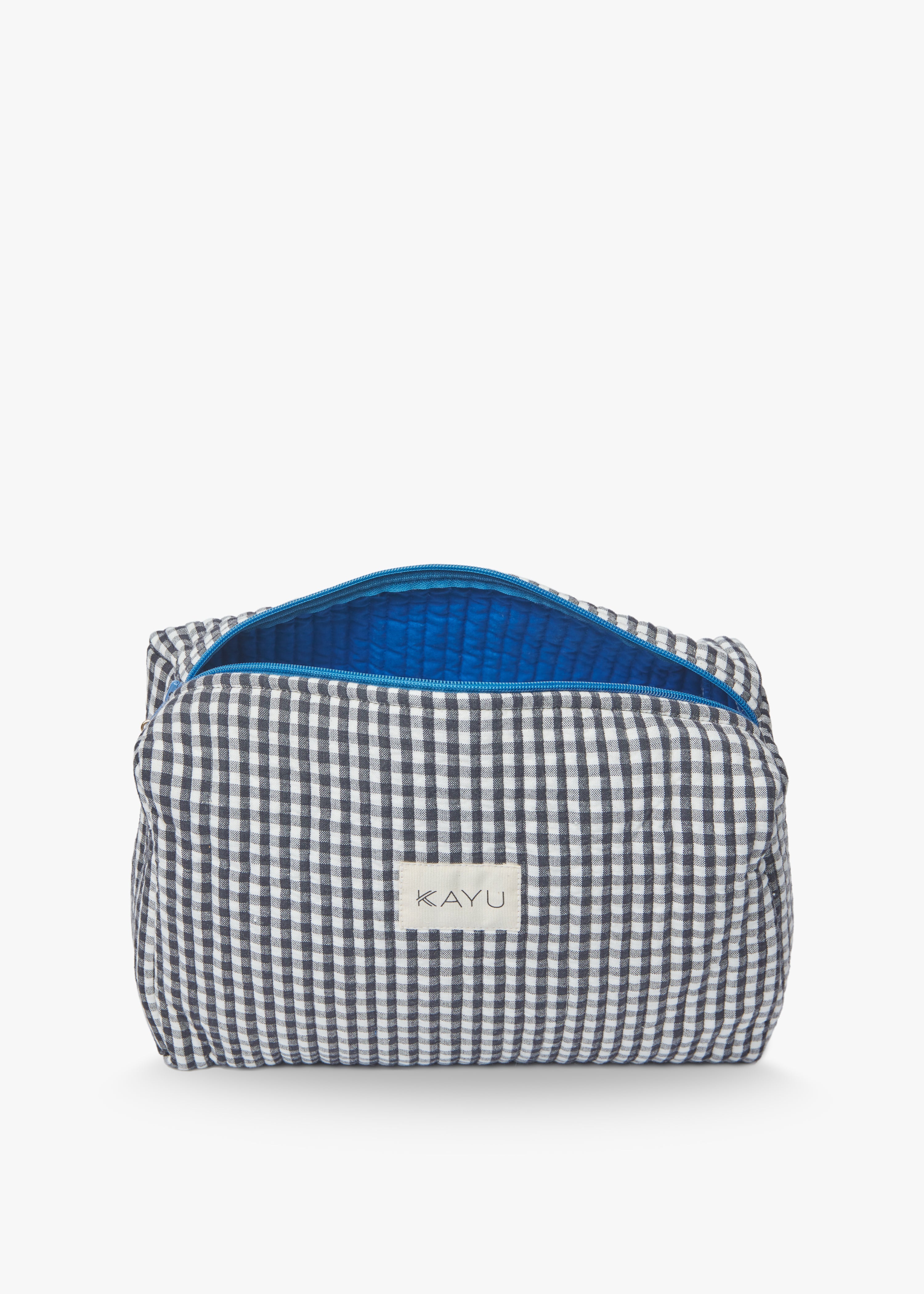 Elsie Travel Case Zip Pouch Bag in Black Gingham