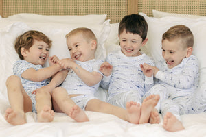 Kid's Sharks Two Piece Pajamas in Blue