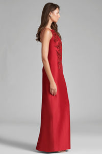 Embellished Pryce Gown in Holly Red