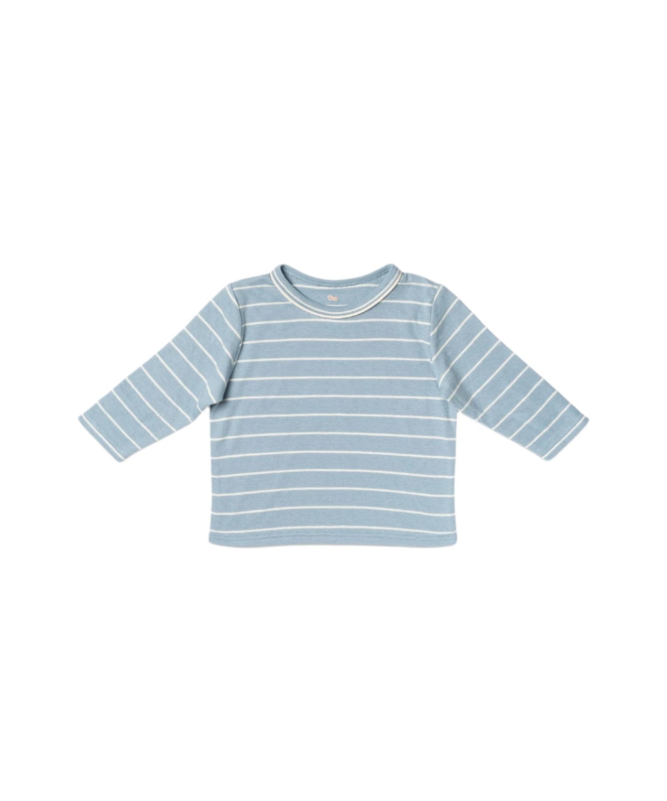 Edward Baby T-Shirt in Dusty Blue Fine Stripe