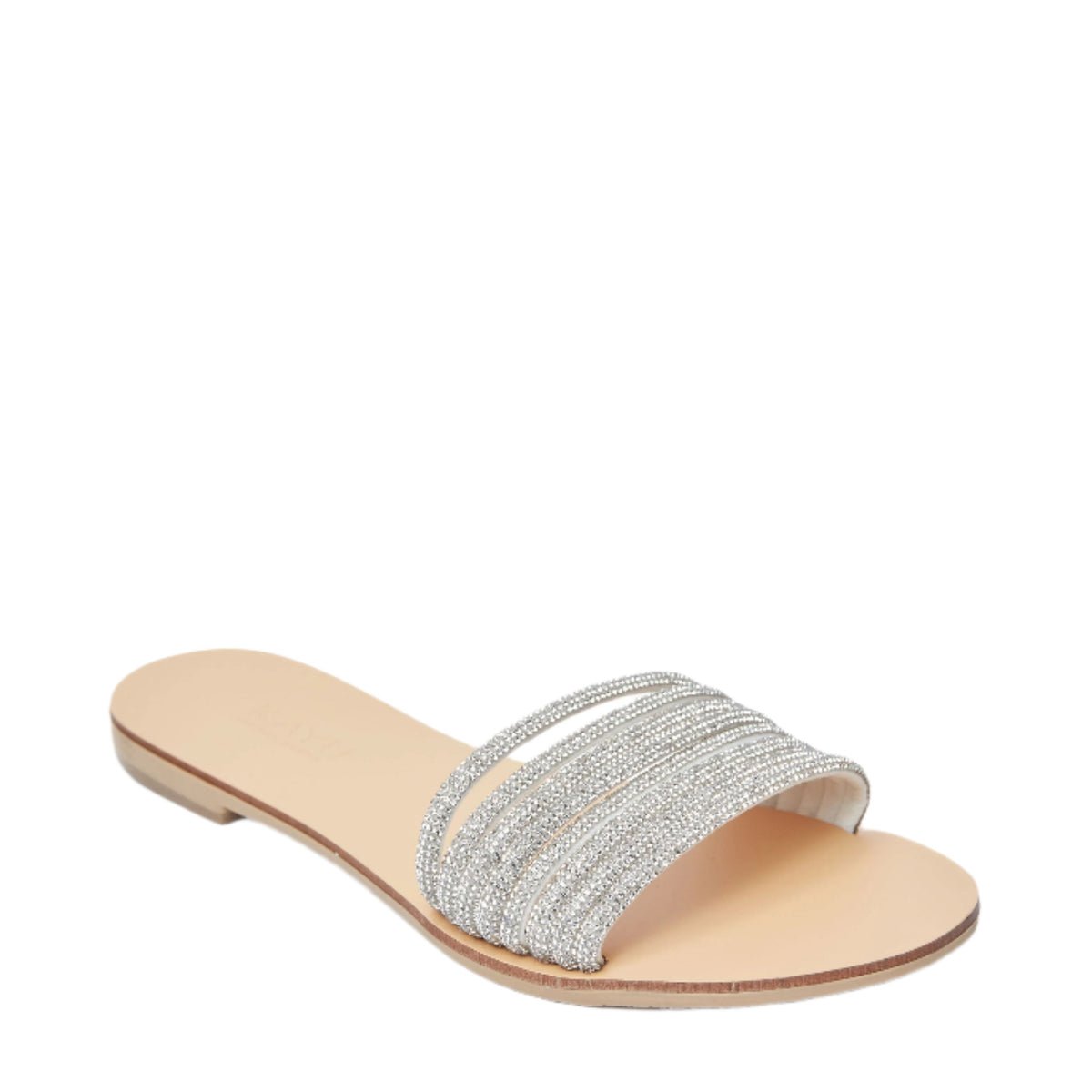 Eleni Vegetable Tanned Leather Sandal in Silver Cystal