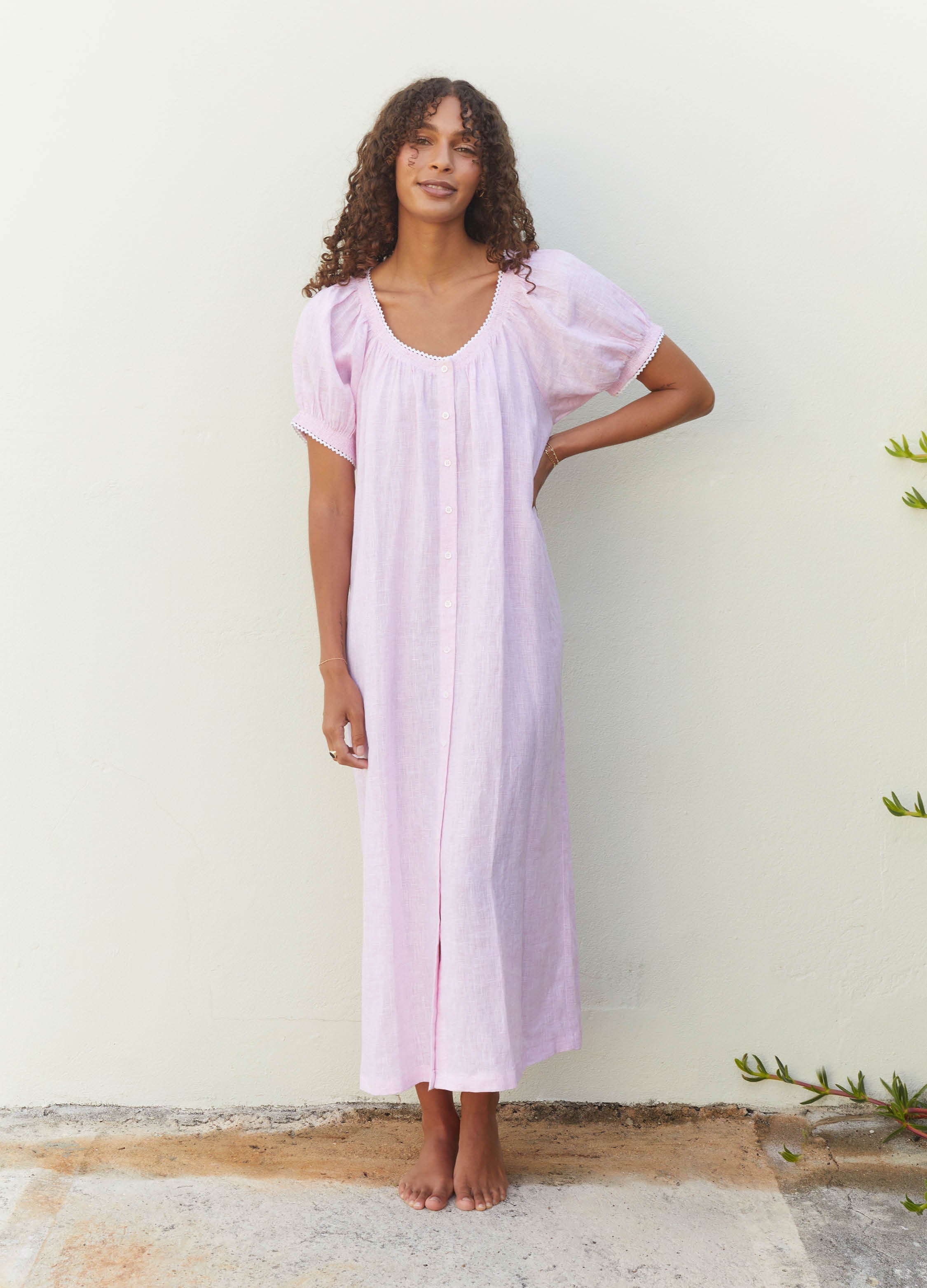 Elle Linen Long Nightdress