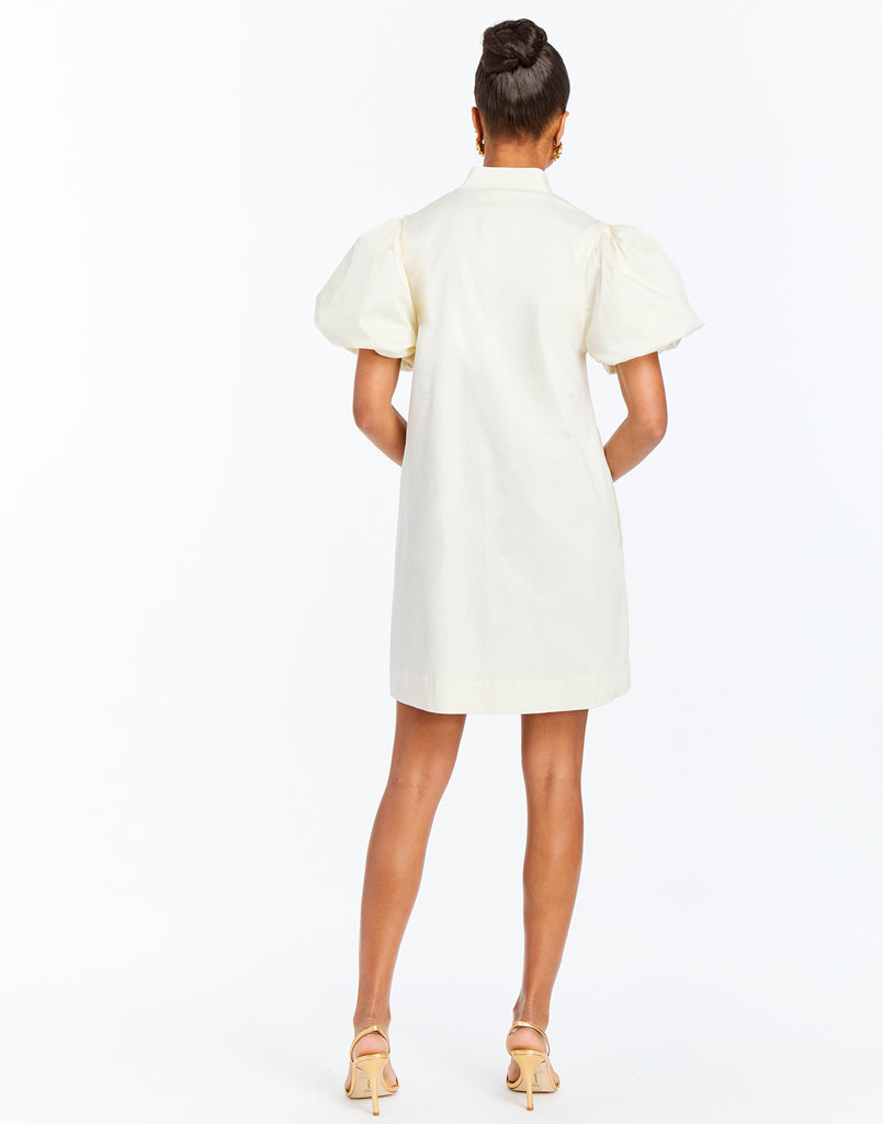 Elliana Barong Mini Dress in Ivory/Gold