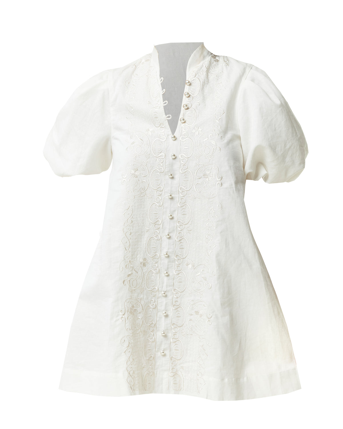 Elliana Barong Mini Dress in Ivory