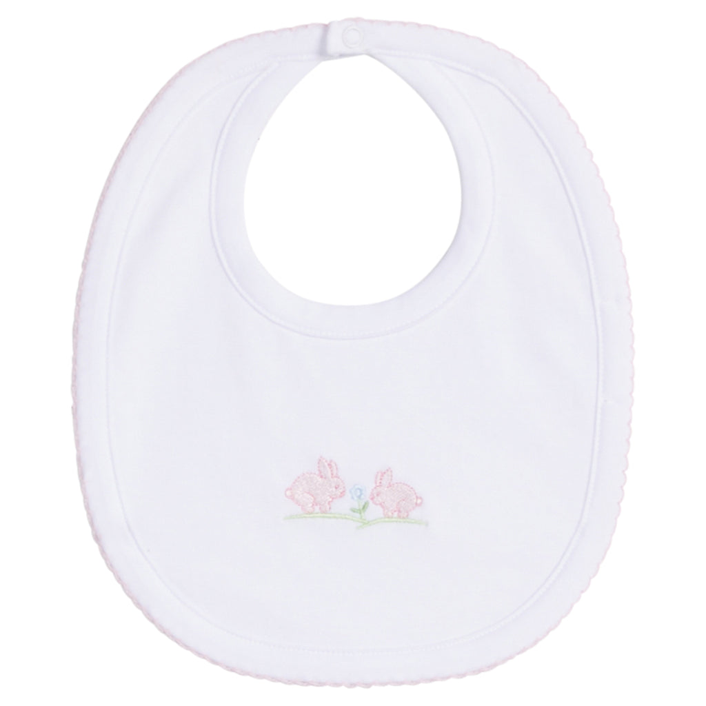 Embroidered Bib Pink Bunny