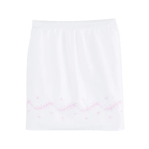 Embroidered Crib Skirt in Blush