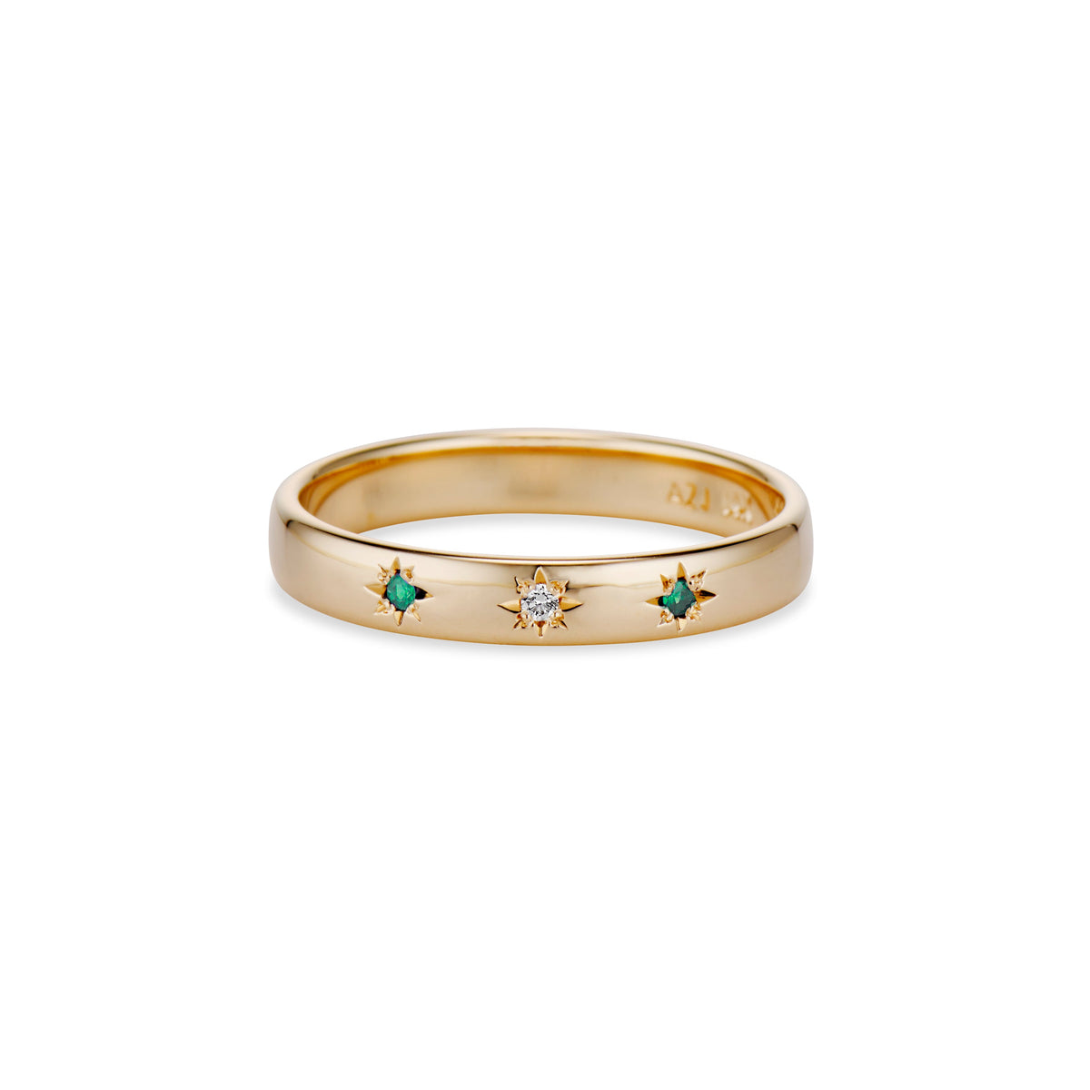 Emerald and Diamond Petite Star Band