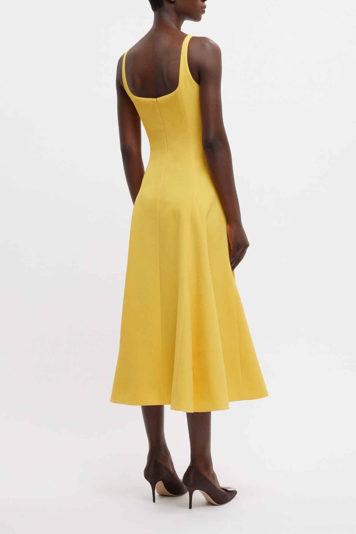 Neith Dress In Custard Yellow Double Crepe