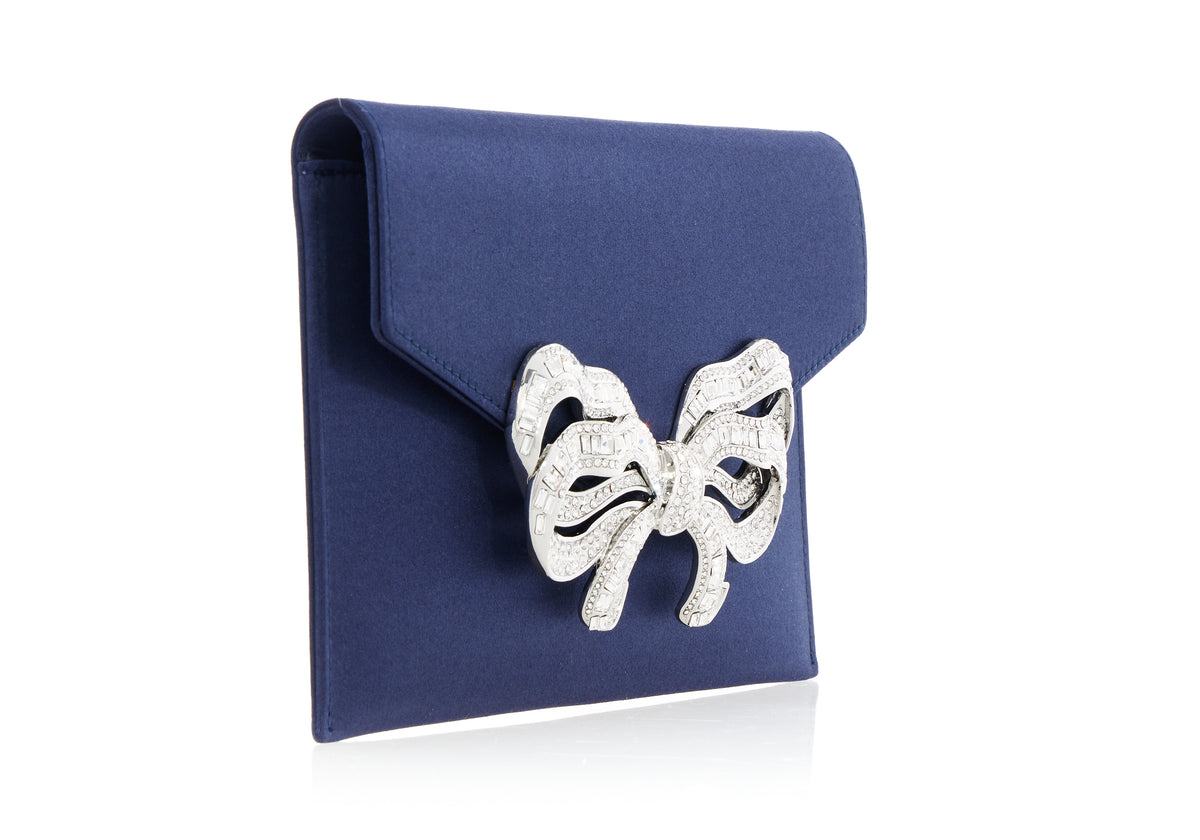 Bow Envelope Clutch in Satin