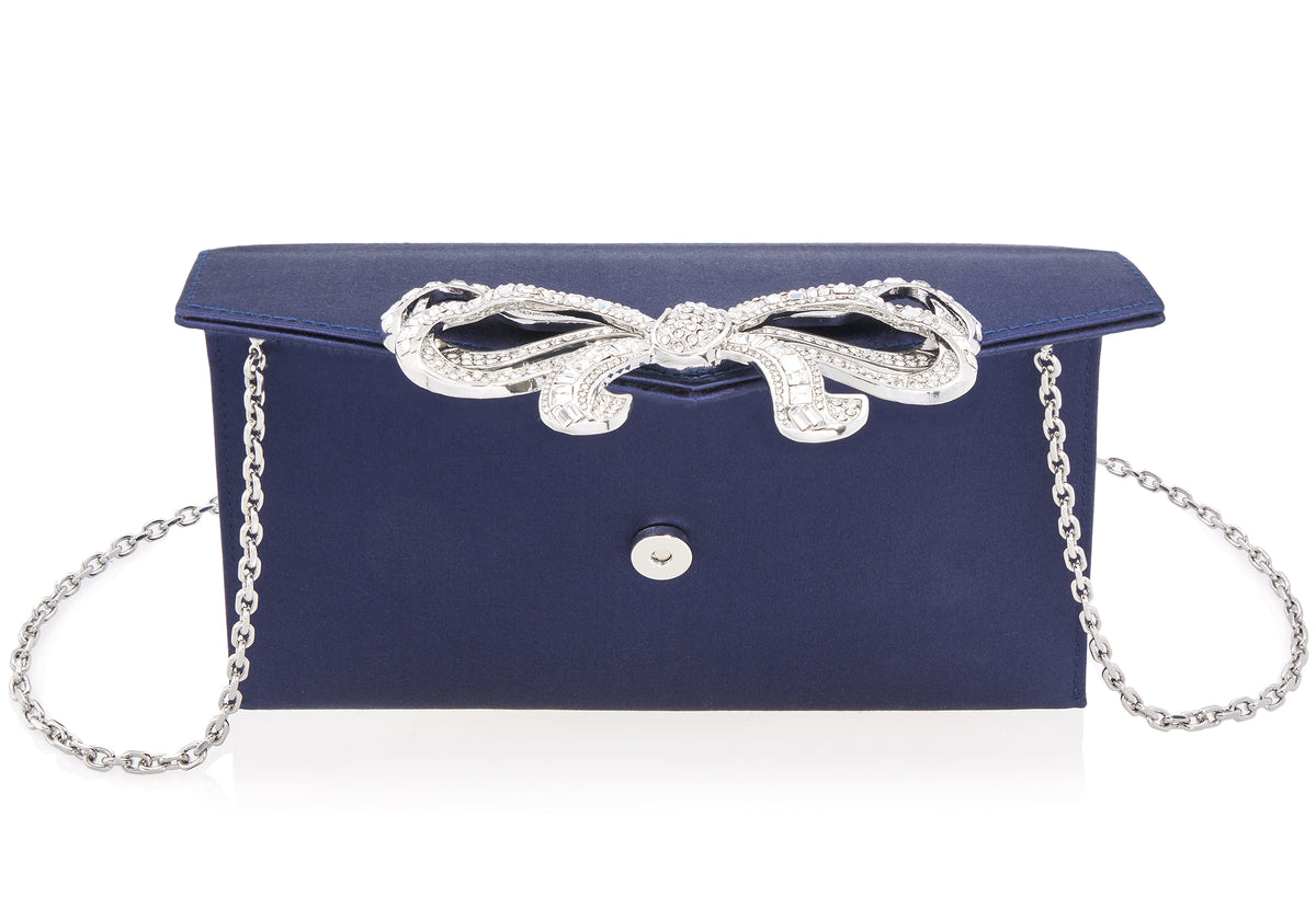 Bow Envelope Clutch in Satin