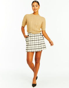 Teresa Mini Skirt in Cream Black Tweed