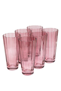 Estelle Colored Sunday High Balls, Set of 6 in Rose