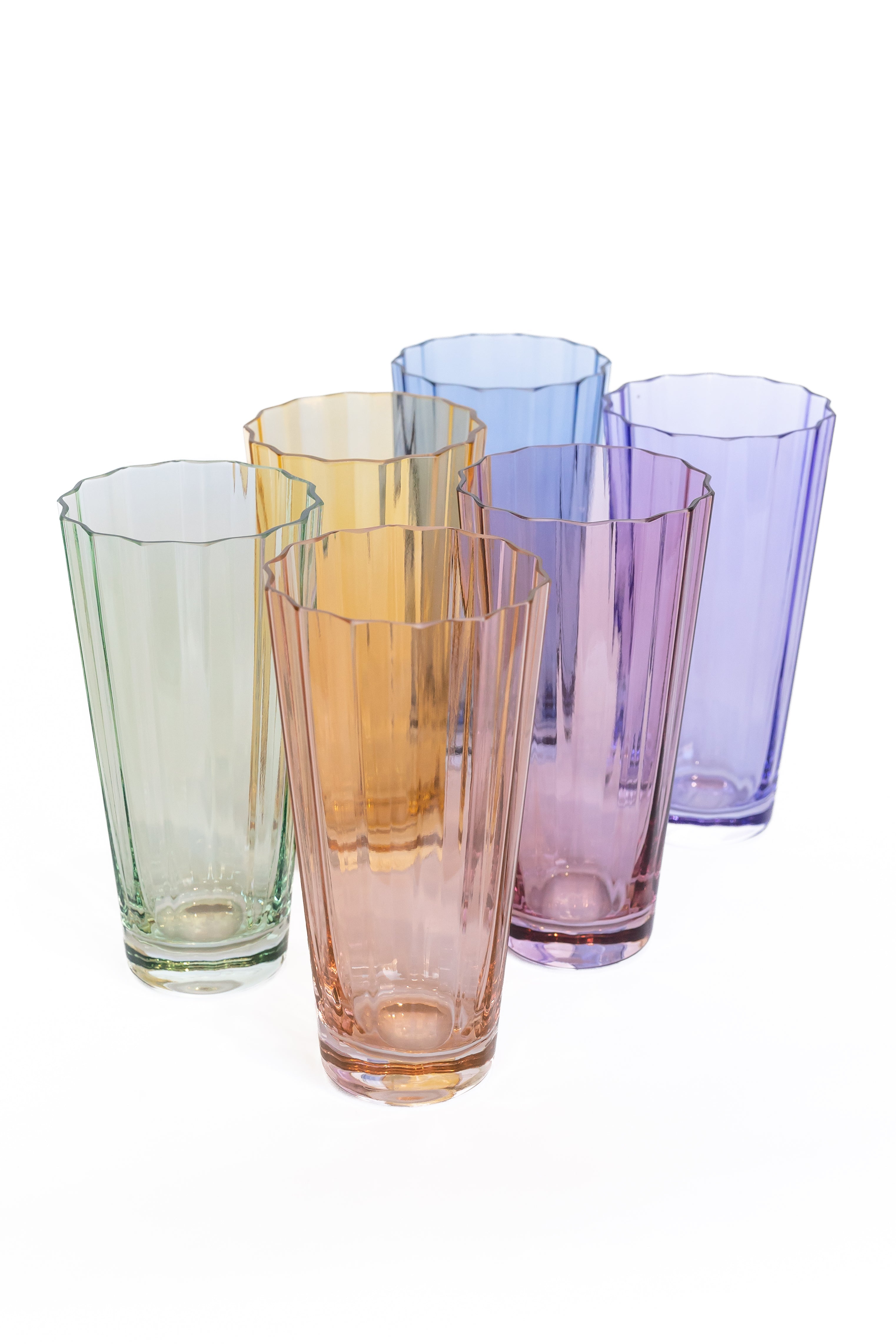 Estelle Colored Sunday High Balls, Set of 6 in Pastel Mixed Set