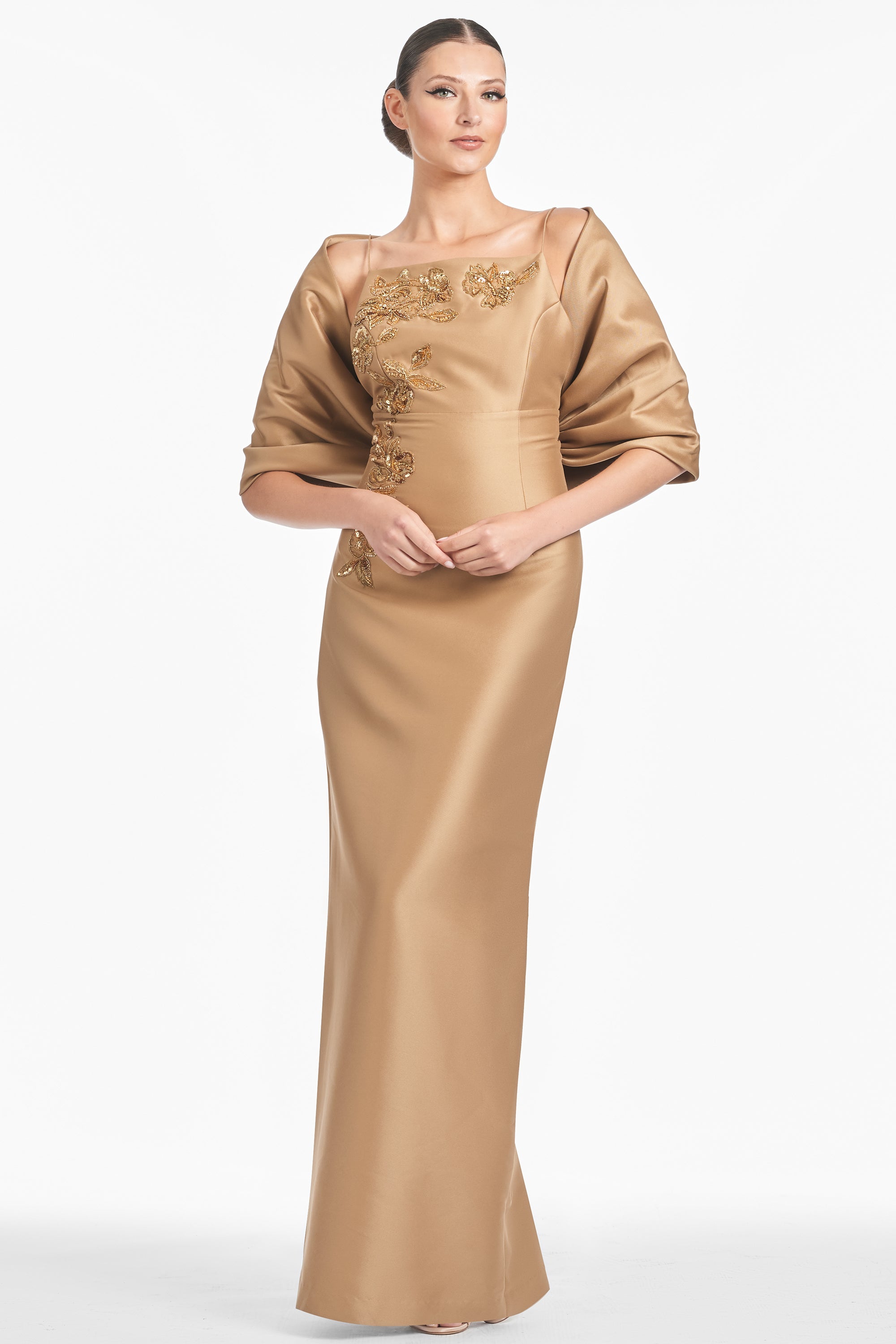 Embellished Pryce Gown in Chestnut Gold