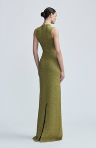 Sequin Knit Mock Neck Gown in Citrine