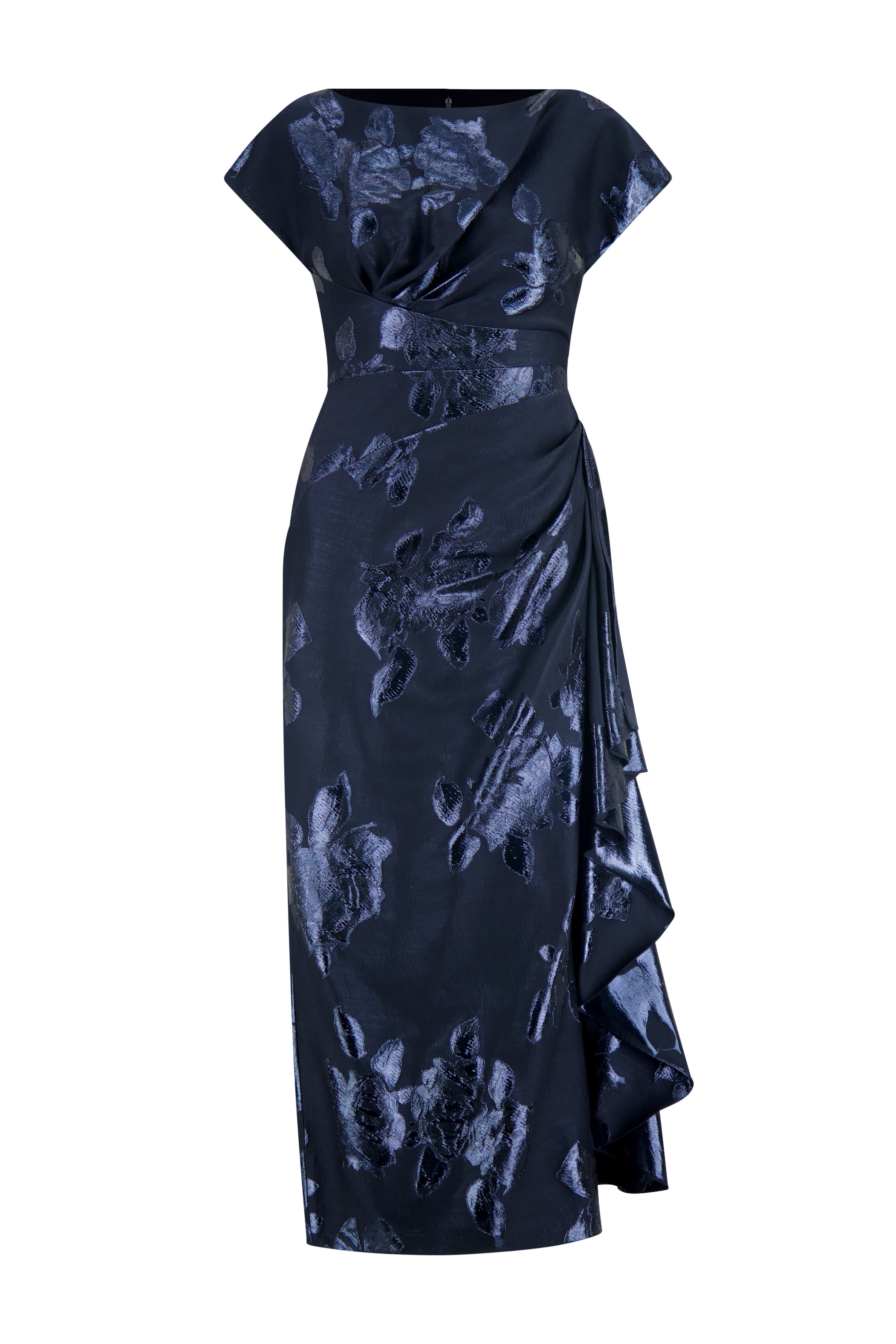 Floral Fil Coupe Florence Dress in Navy