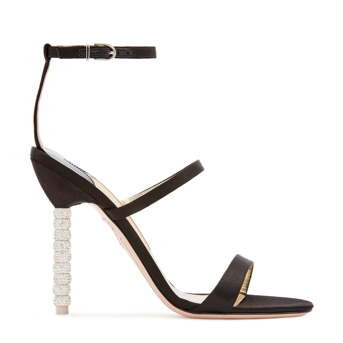 Rosalind Gem Sandal in Black Satin