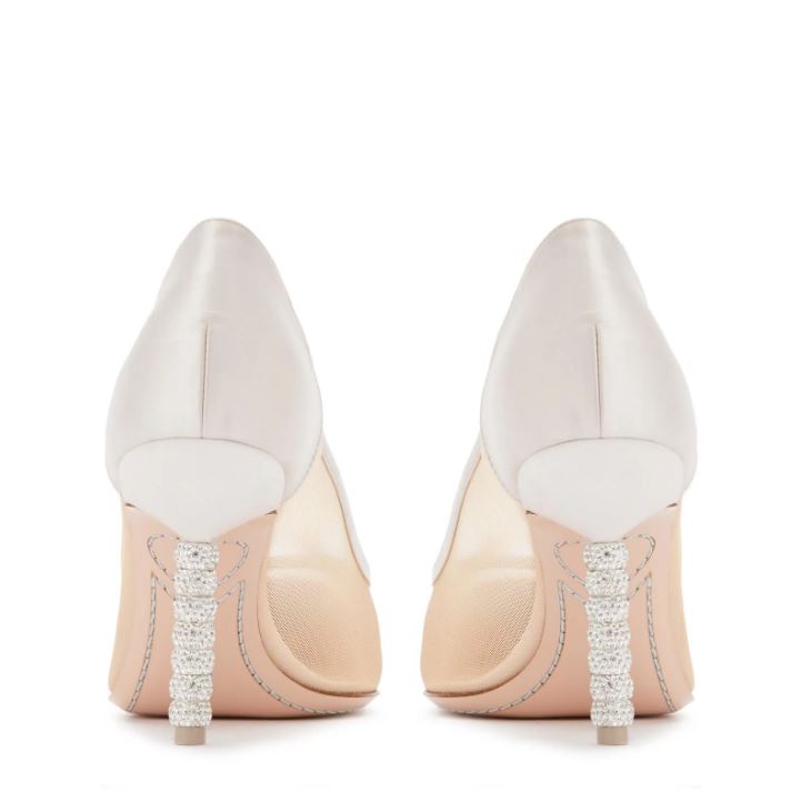 Jasmine Crystal Mid Pump in Soft Ivory & Mesh