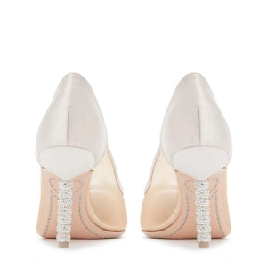 Jasmine Crystal Mid Pump in Soft Ivory & Mesh