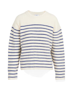 Fleur Sweater in Ivory & Maritime Blue