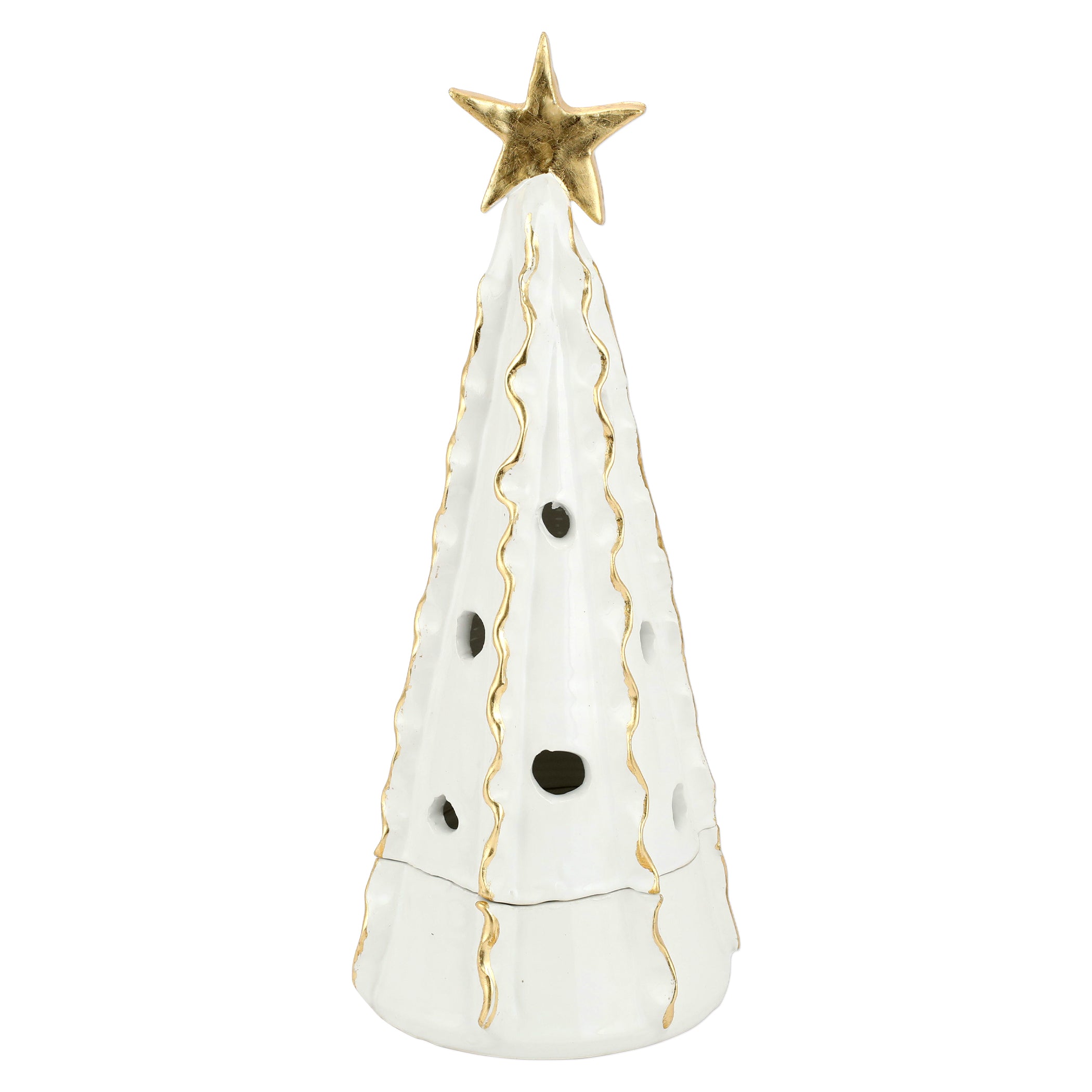 Foresta White Large Tree with Ribbon & Gold Star