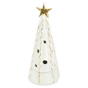 Foresta White Large Tree with Ribbon & Gold Star