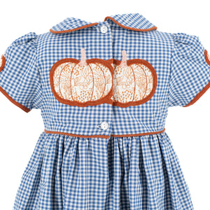 Sarita Girl Dress in Classic Gingham Pumpkin