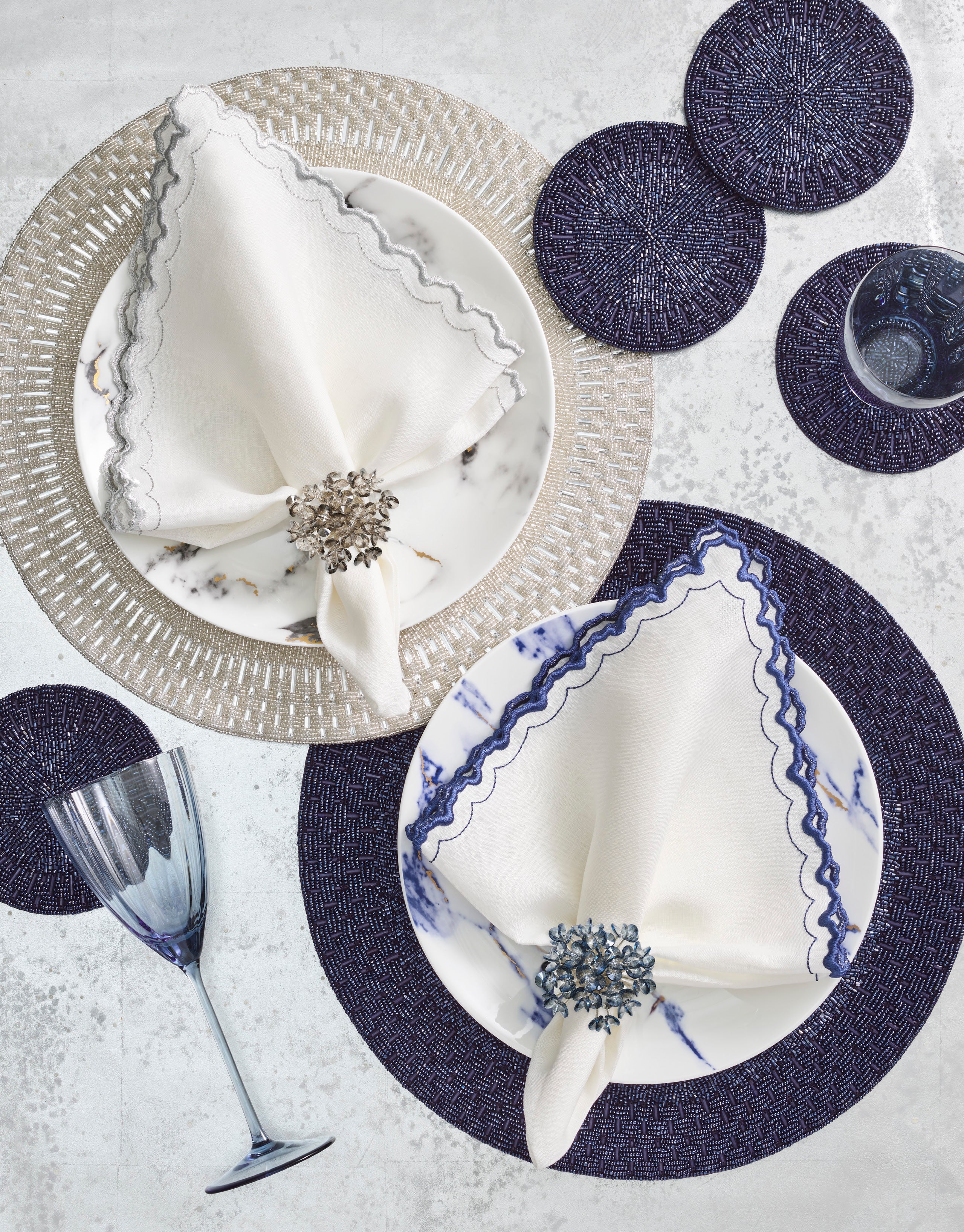 Aster Napkin Ring in Smoke, Set of 4