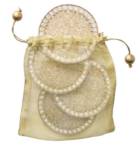 Bejeweled Coaster in Gold & Crystal, Set of 4 in a Caddy