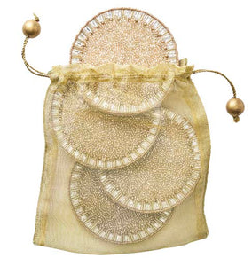 Bejeweled Coaster in Gold & Crystal, Set of 4 in a Caddy