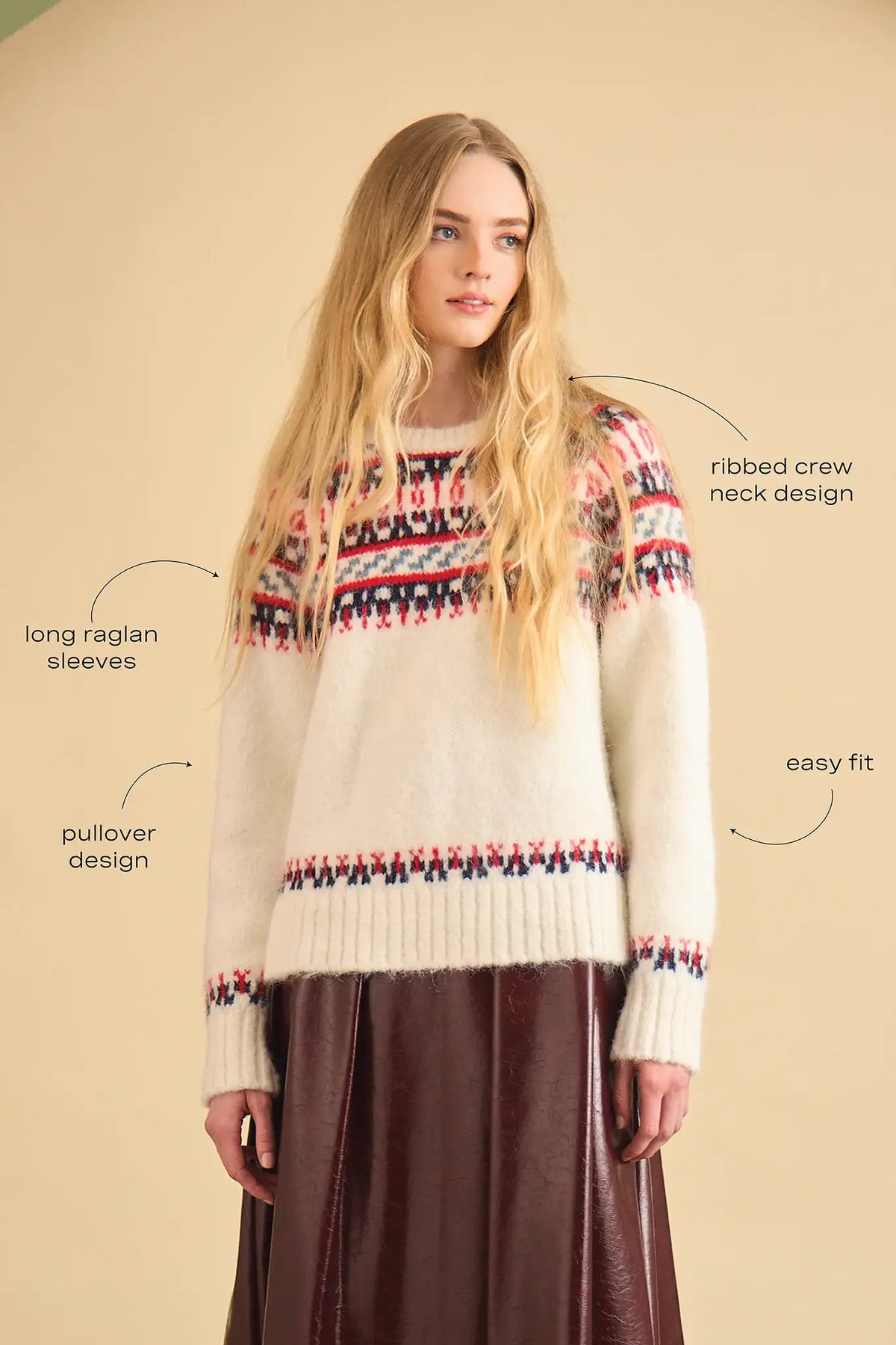Josie Sweater in Cream Fairsle