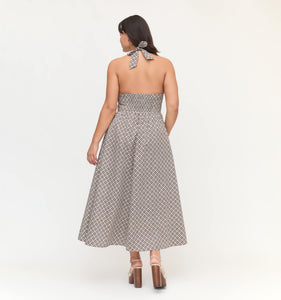 The Fleur Midi Dress in Chocolate Circular Lattice