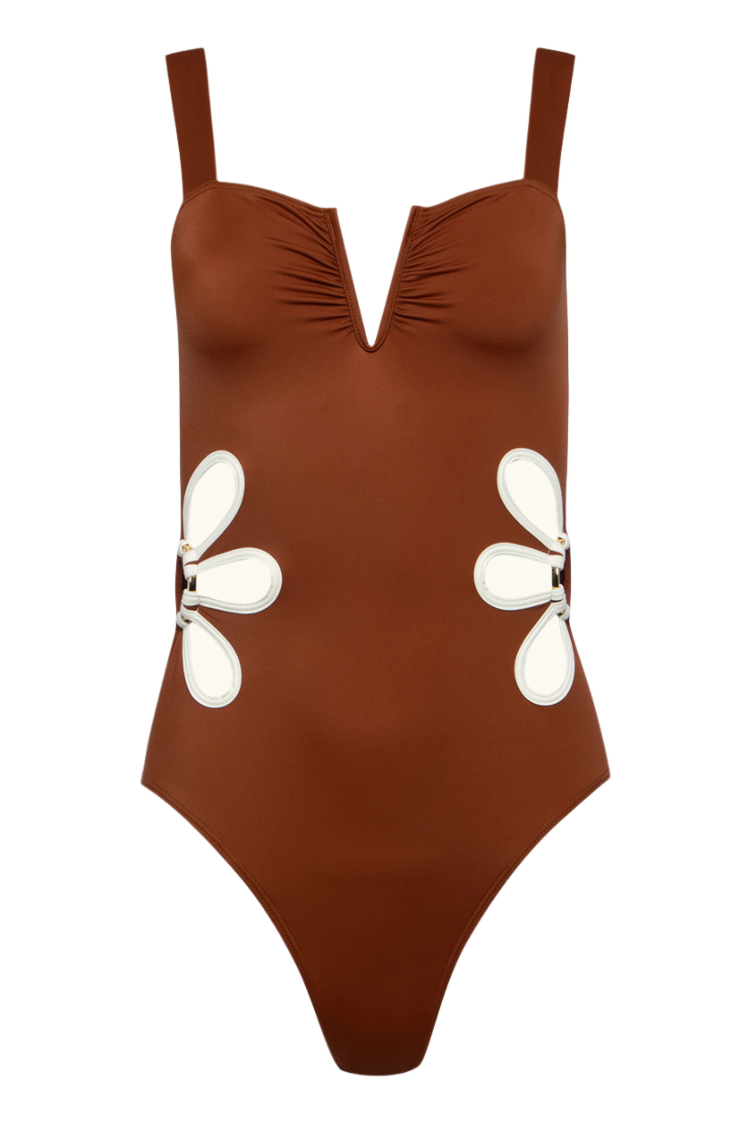 The Flora One Piece in Cognac & Ivory