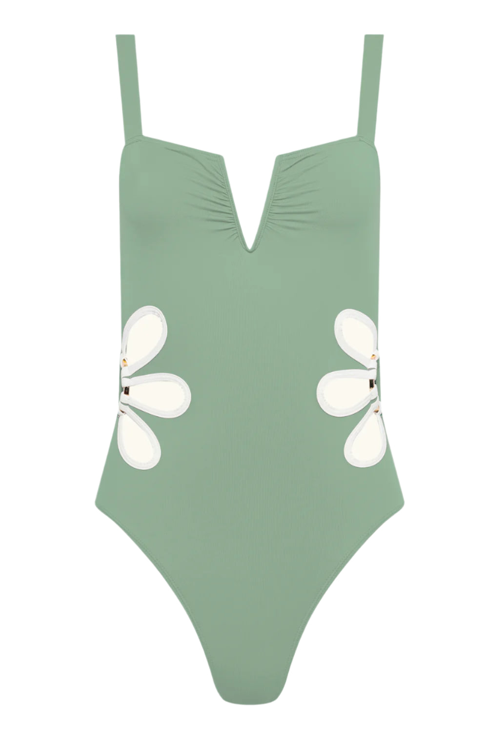 The Flora One Piece in Sage Green & Ivory