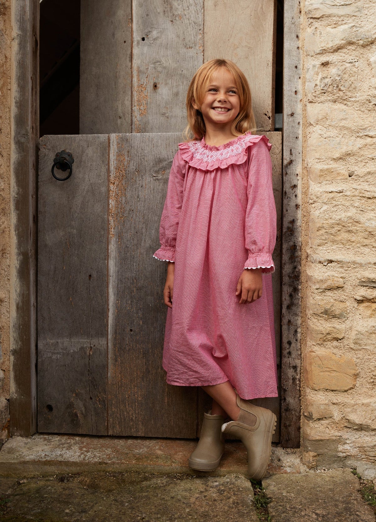 Florrie Nightdress in Redcurrant Gingham