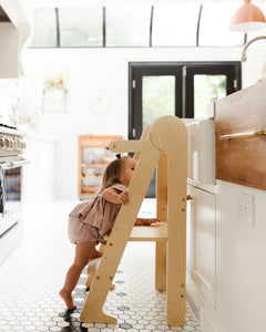 Foldable Learning Tower for Kids in Natural