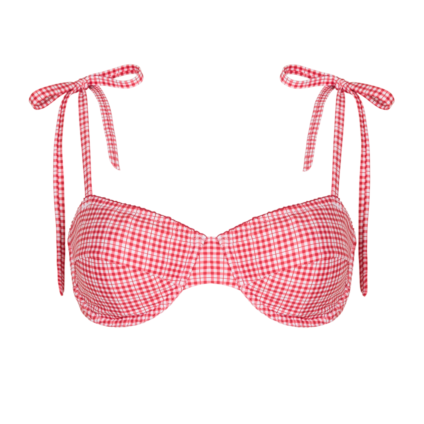 Women’s Poppy Gingham Cup Bikini Top with Tie Straps
