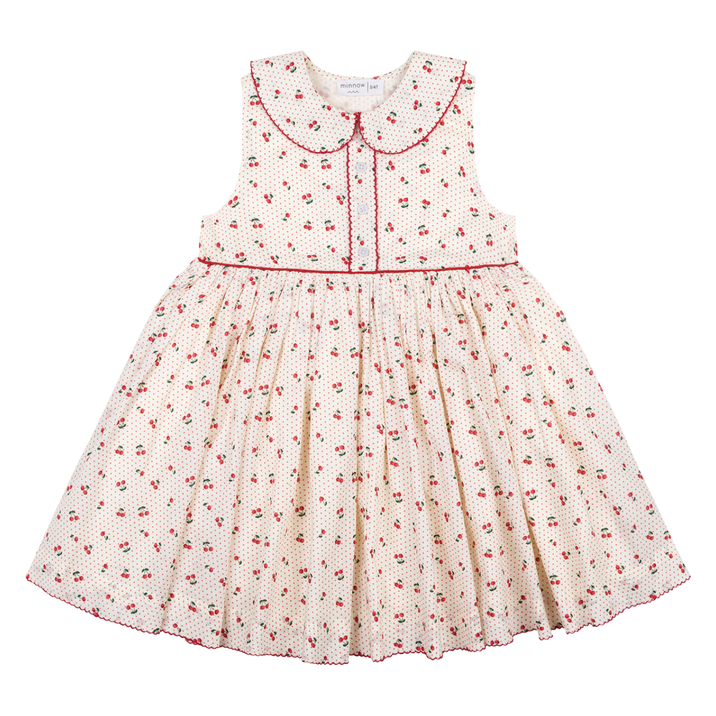 Girl’s Summer Cherries Rounded Collar Dress