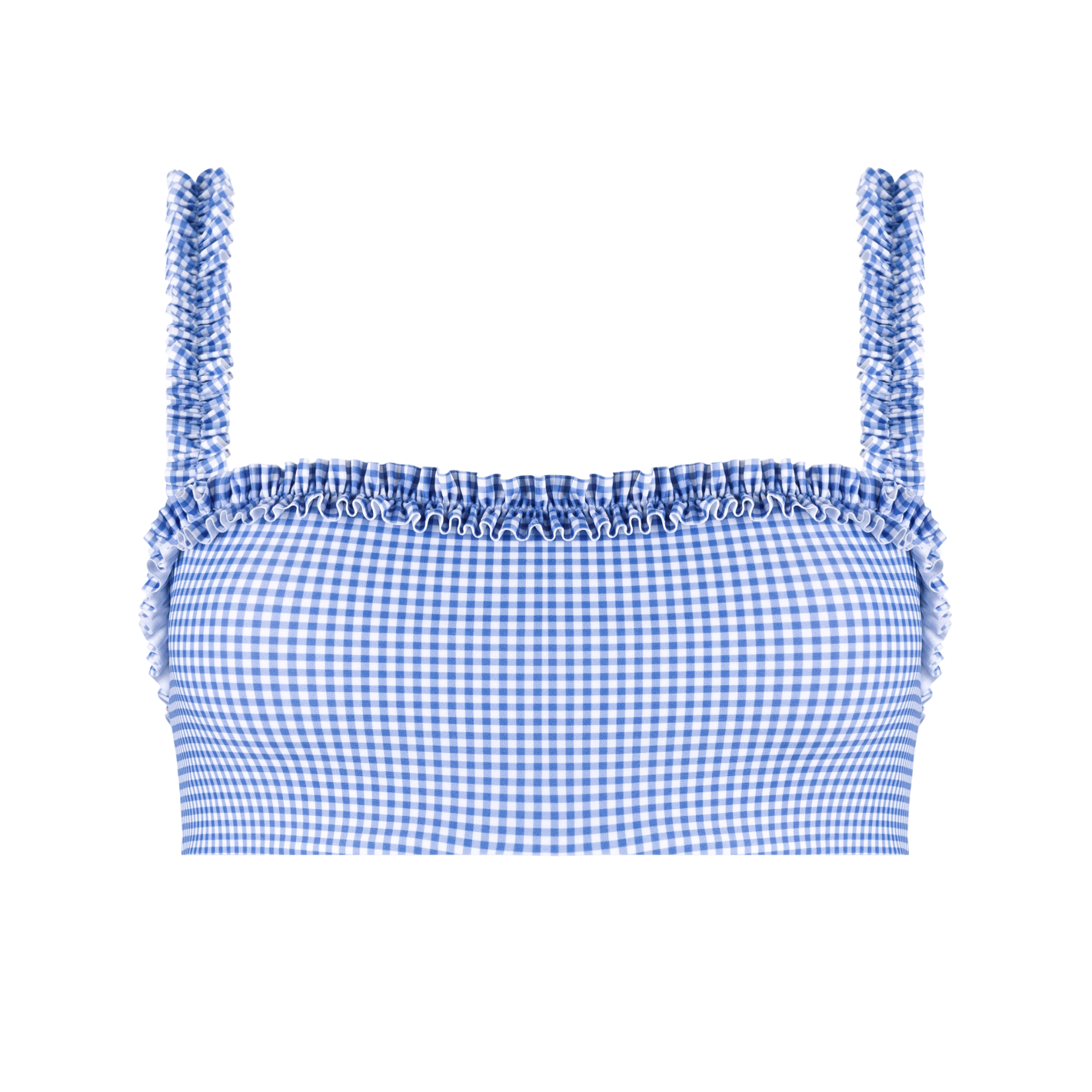 Women's Sky Blue Gingham Bandeau Bikini Top
