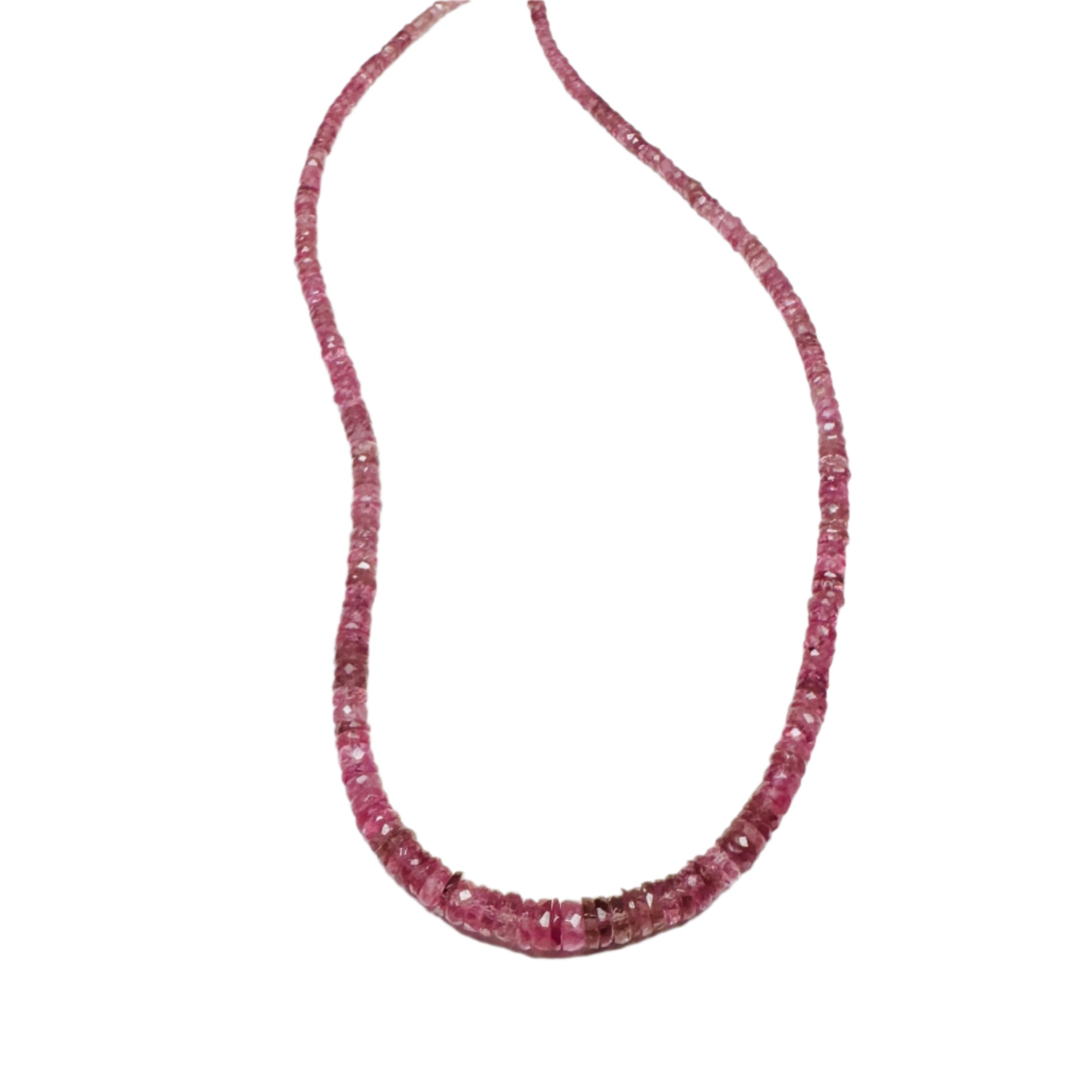 Raspberry Tourmaline Heishi Necklace, Graduated