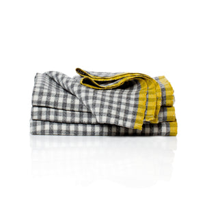 Two-Tone Gingham Napkins in Grey & Dijon, Set of 4