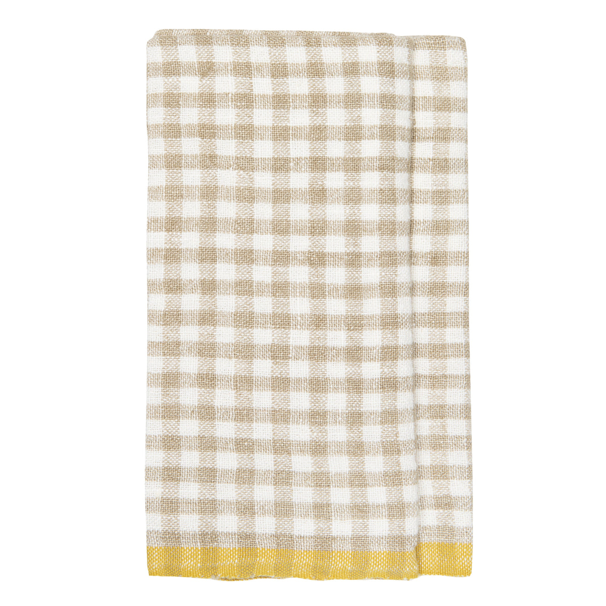 Two-Tone Gingham Towels in Natural & Aqua, Set of 2