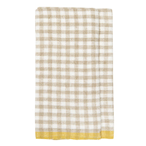 Two-Tone Gingham Towels in Natural & Aqua, Set of 2