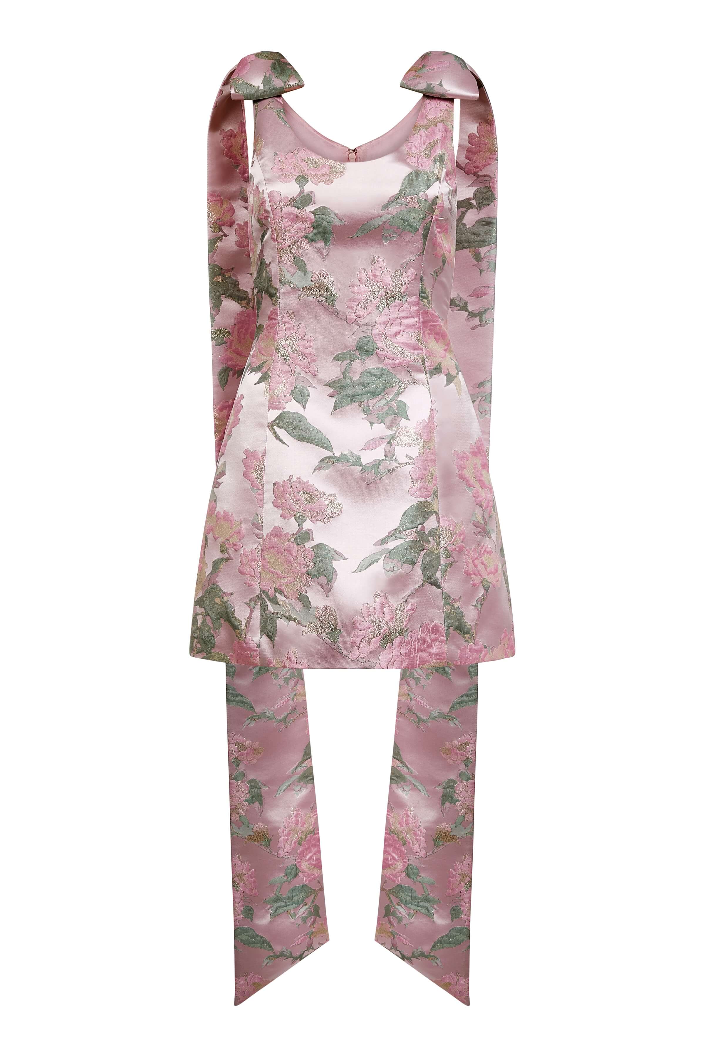 Gita Light Pink Brocade Mini Dress