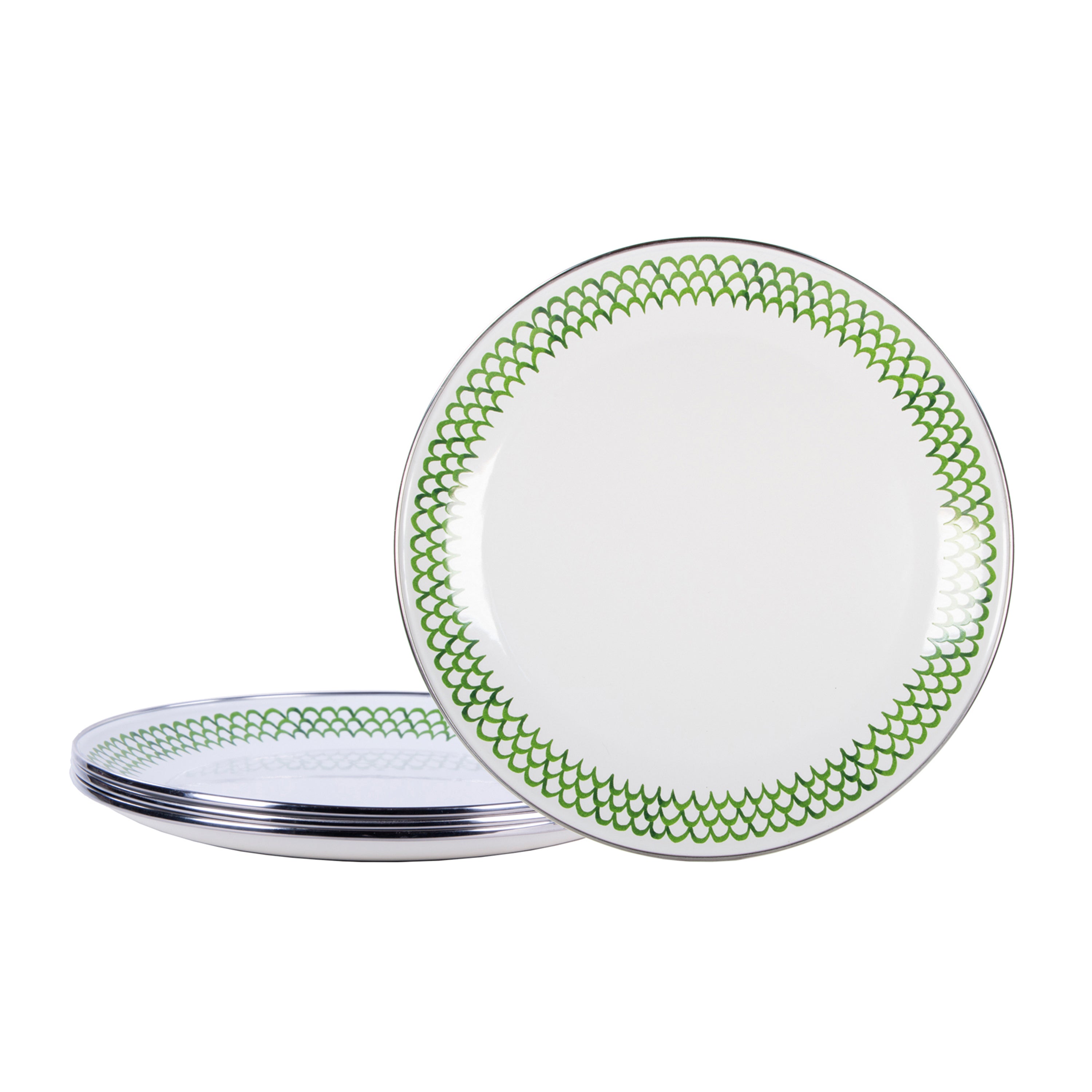 Dinner Plates in Green Scallop, Set of 4