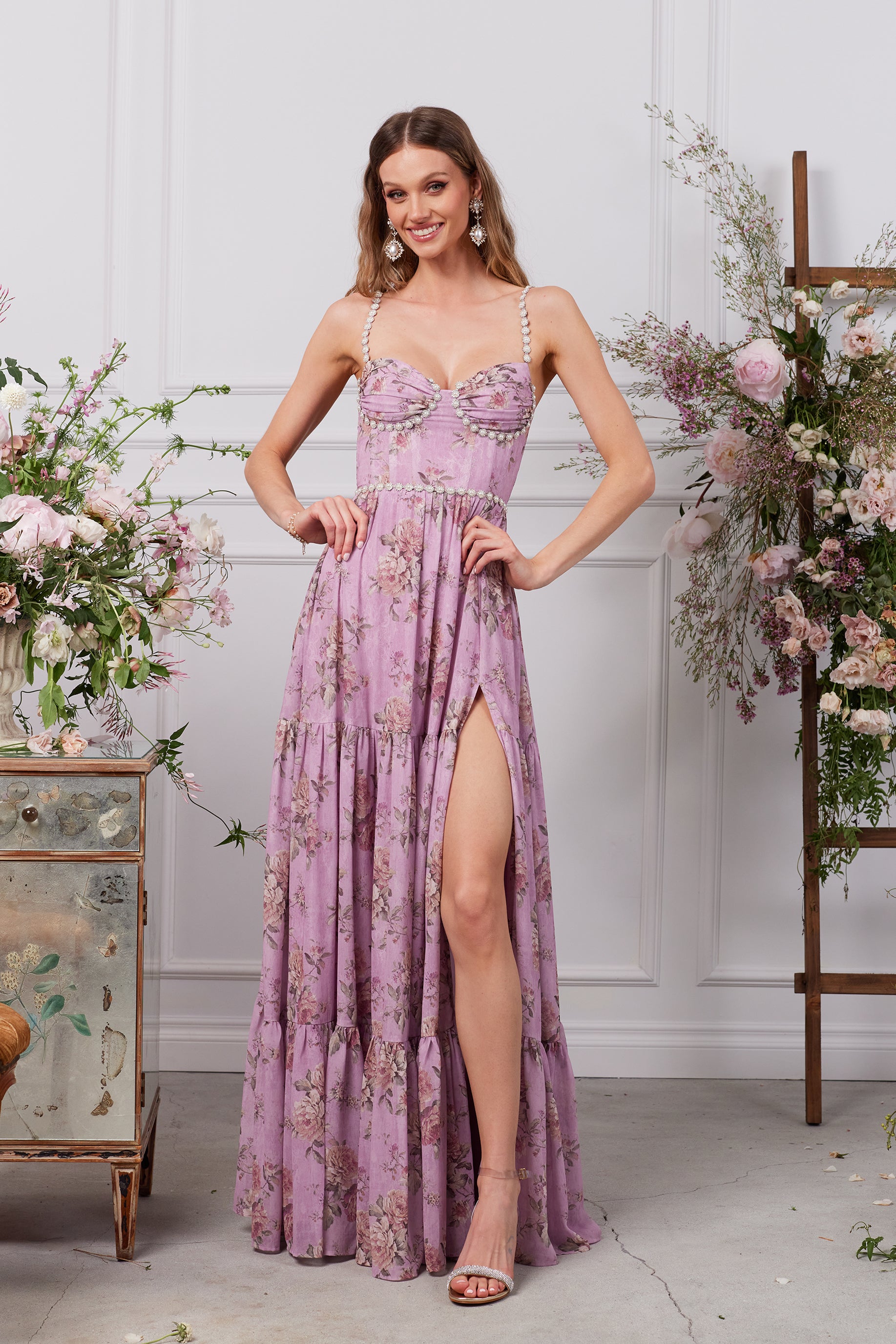 The Gwen Dress in Lilac Tapestry Rose