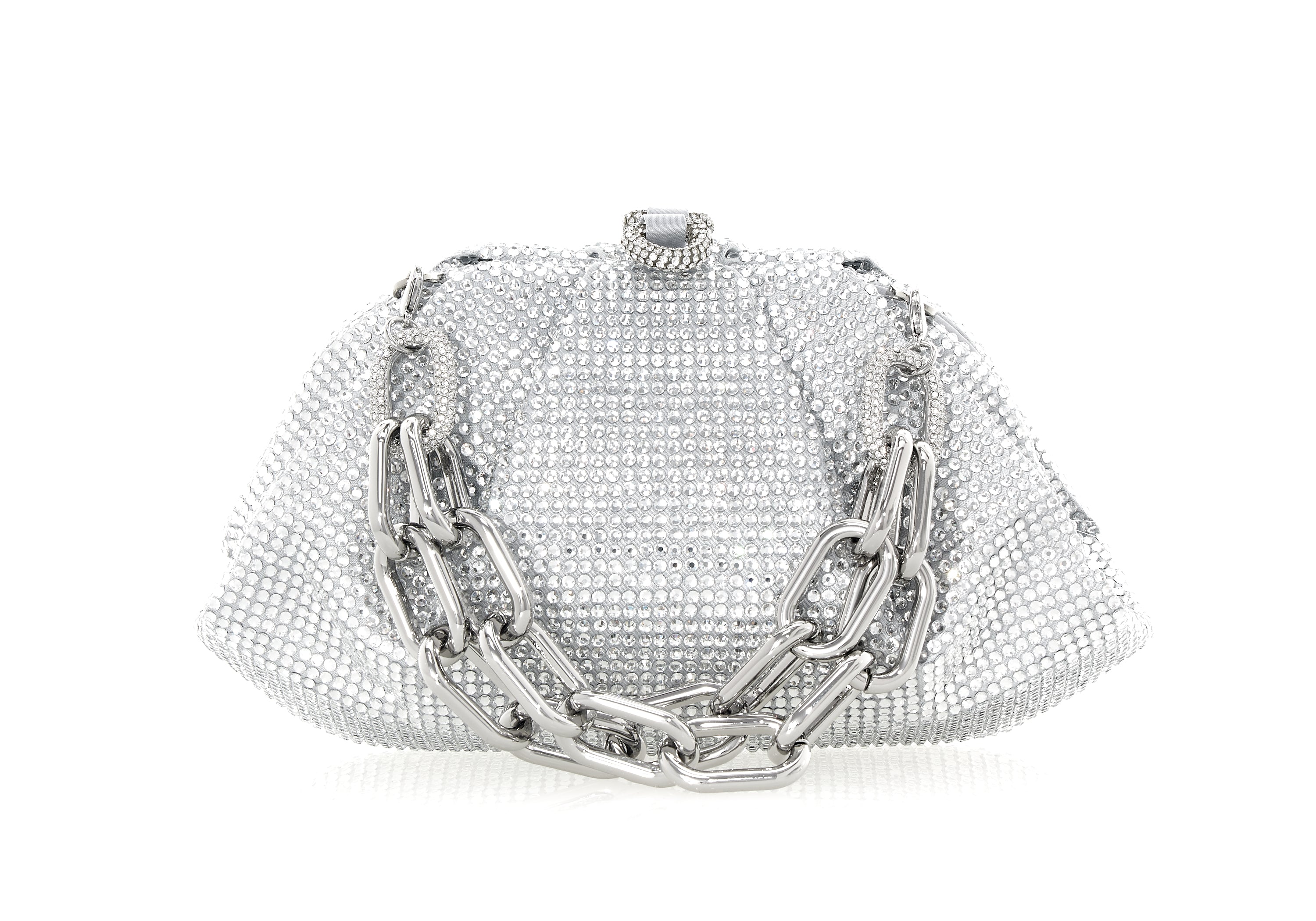 Gemma Gathered Clutch In Silver