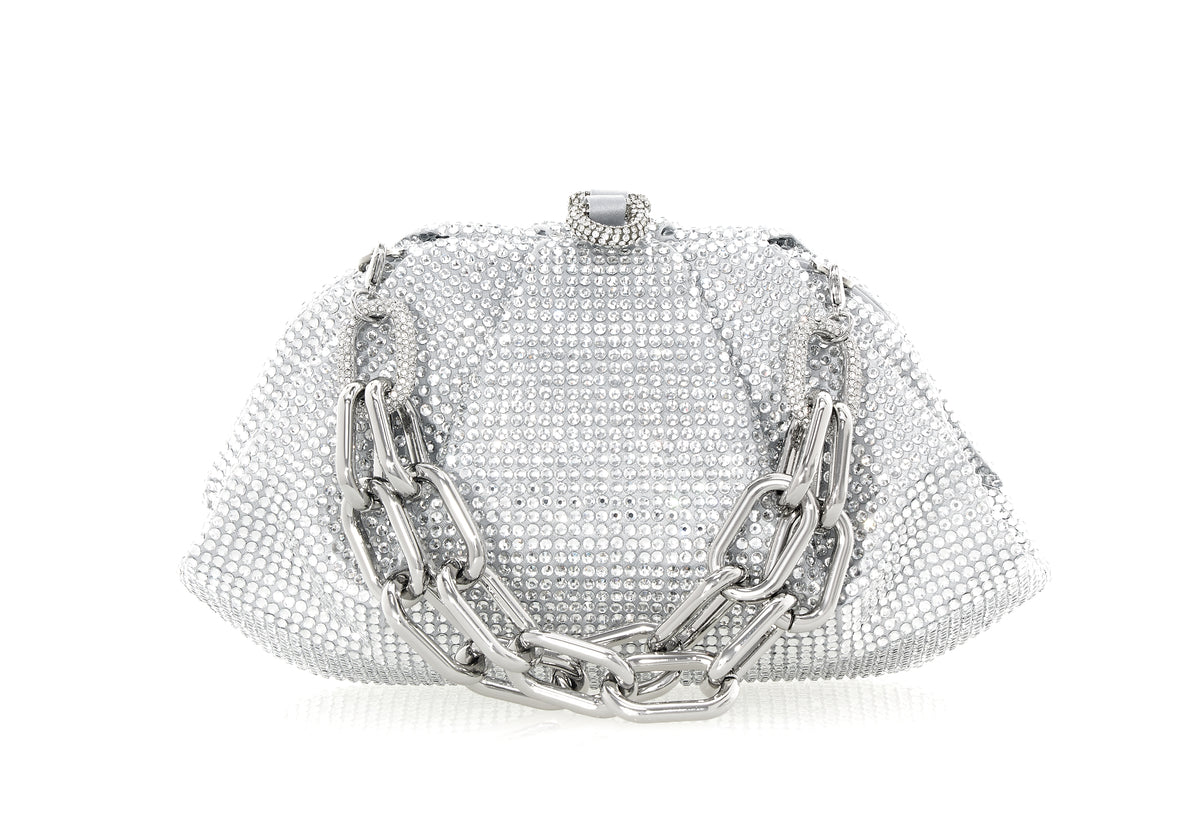 Gemma Gathered Clutch In Silver