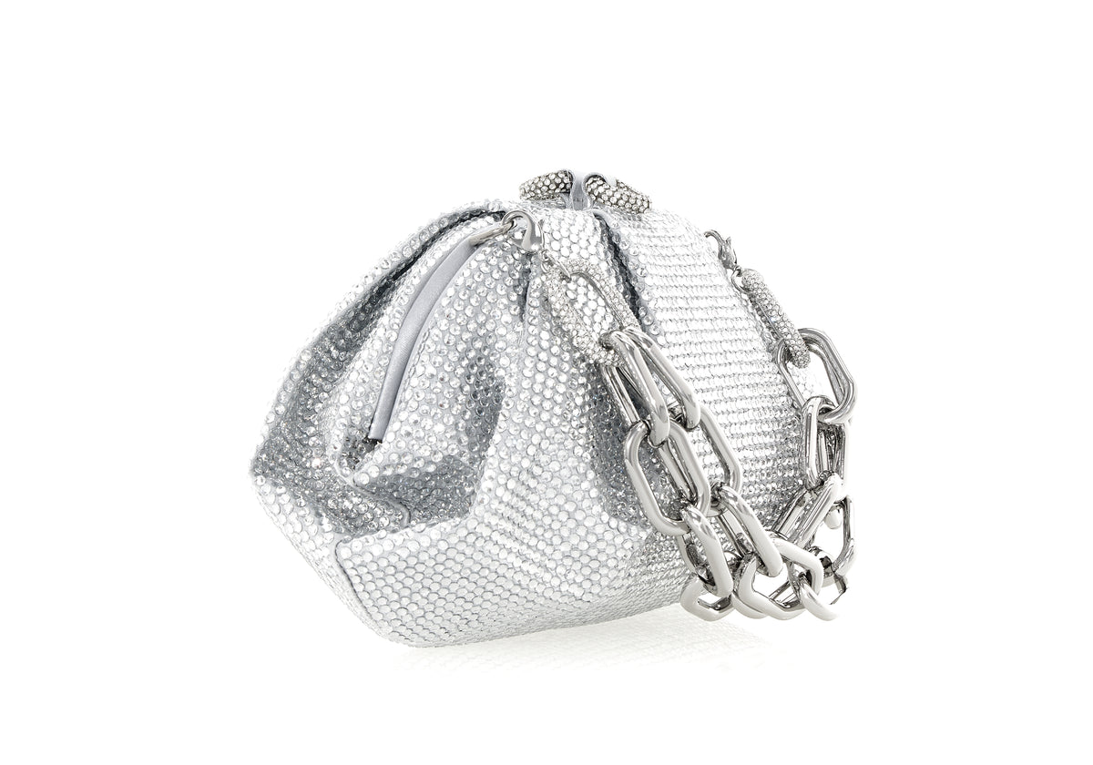 Gemma Gathered Clutch In Silver