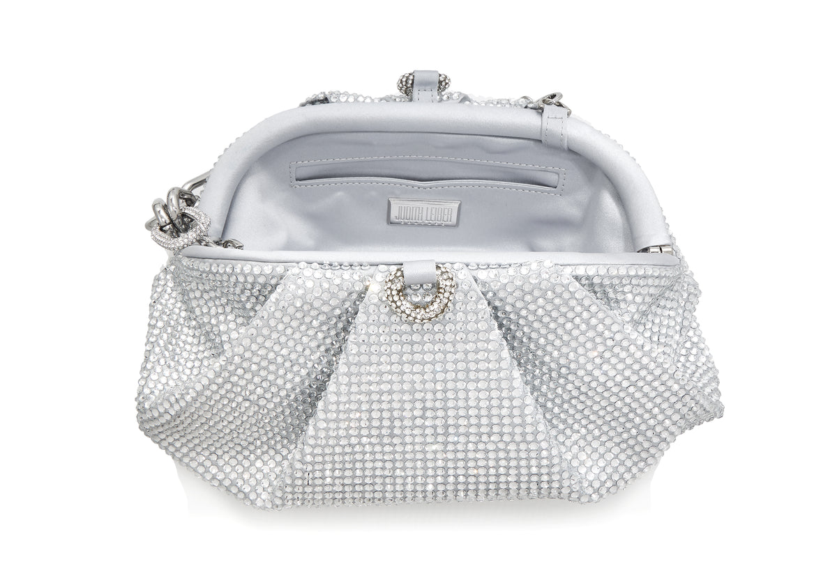 Gemma Gathered Clutch In Silver